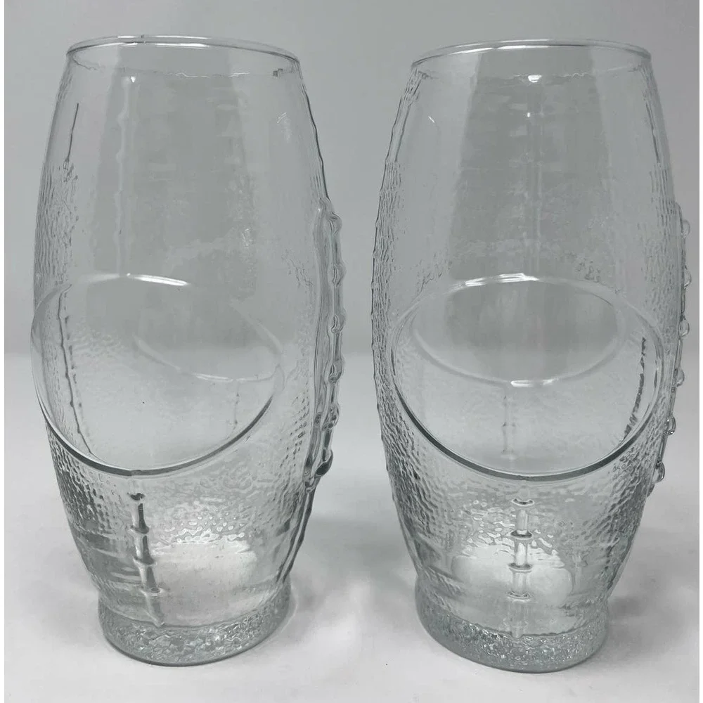 Football Shaped Textured Glass‎ 6 3/4